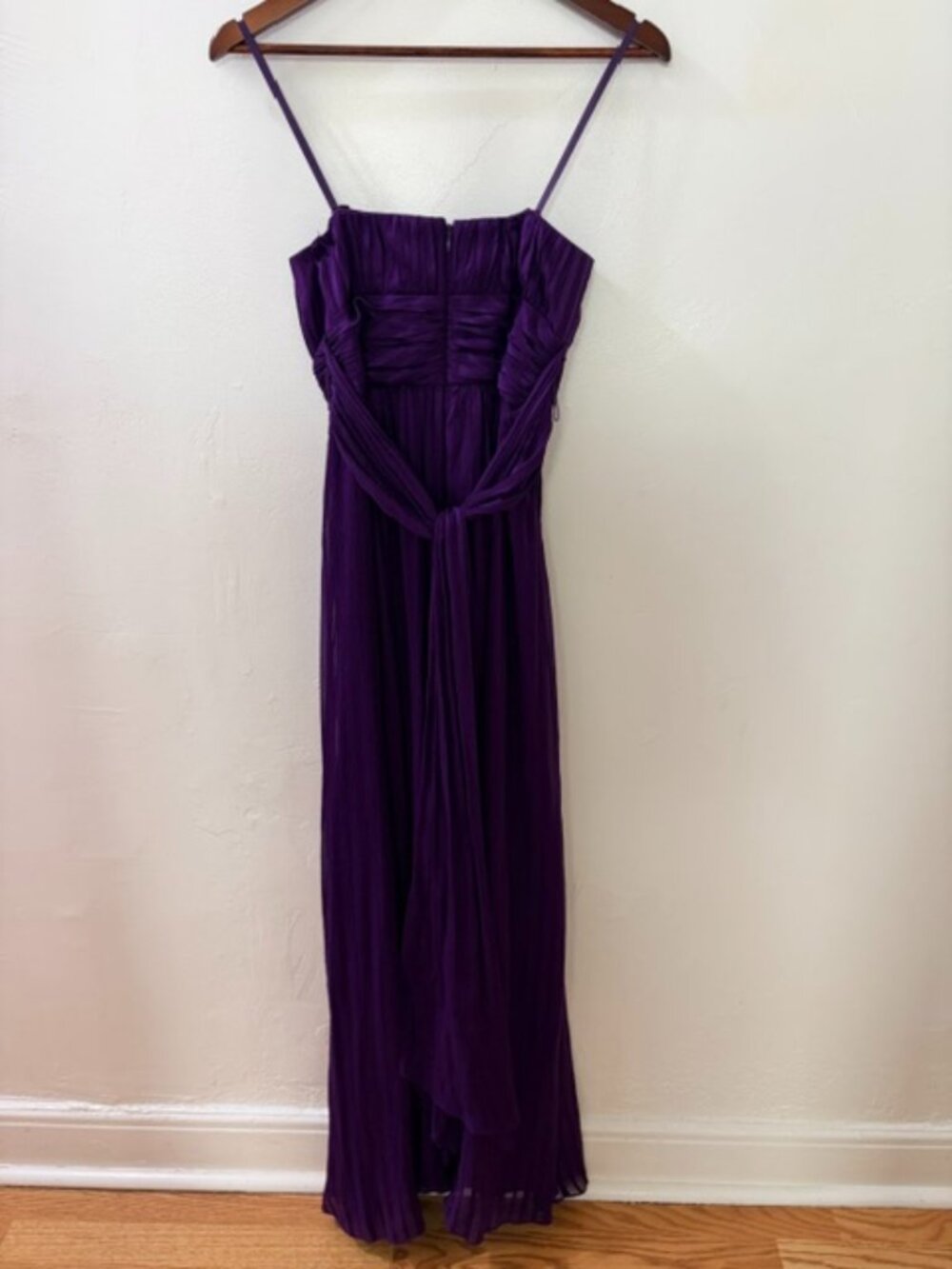BCBG Max Azria Purple Silk Ruched Strapless Maxi Gown – Size S – New Without Tag